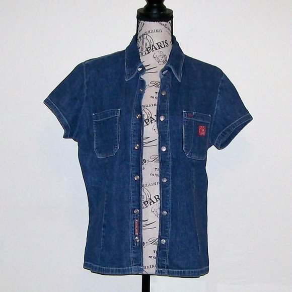 NWOT Short Sleeve Denim Shirt - Picture 1 of 6